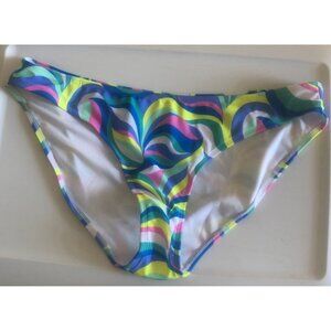 No Boundaries Womens High Leg Swim Bottom Coastal Waves Print Size XL New w Tags
